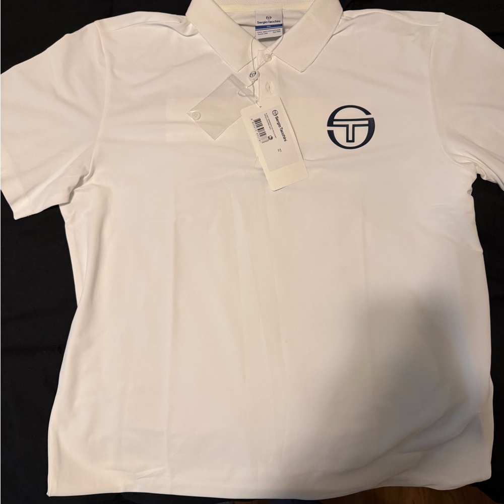 Sergio Tacchini White Polo with Navy Logo